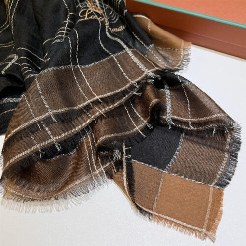High Quality Luxury Loro Piana Silver Thread Color Block Striped Long Scarf product detail