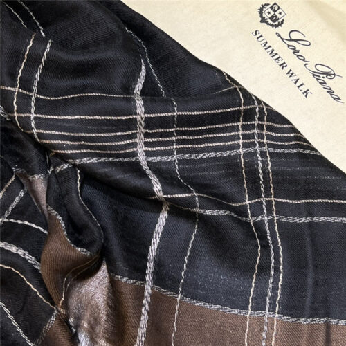 High Quality Luxury Loro Piana Silver Thread Color Block Striped Long Scarf product detail