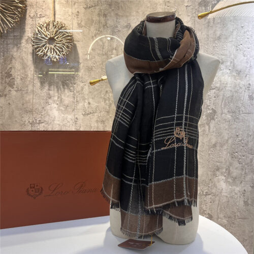 High Quality Luxury Loro Piana Silver Thread Color Block Striped Long Scarf product detail