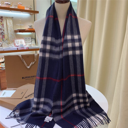 High Quality Luxury Burberry Classic Plaid Cashmere Scarf – Style 24618