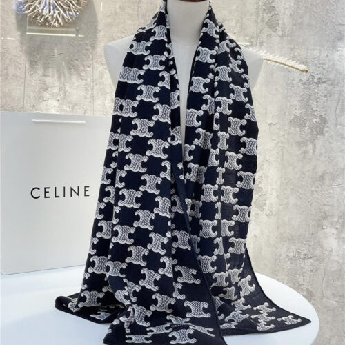 High Quality Luxury Celine All-Over Monogram Cashmere Scarf – Style 24666