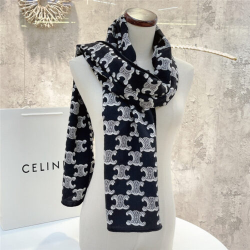 High Quality Luxury Celine All-Over Monogram Cashmere Scarf – Style 24666 alternate view