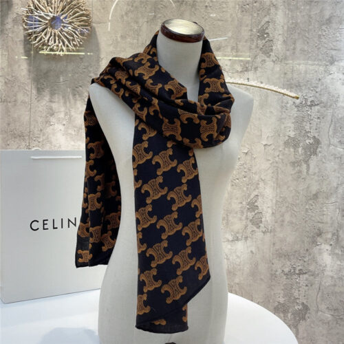 High Quality Luxury Celine All-Over Monogram Cashmere Scarf alternate view