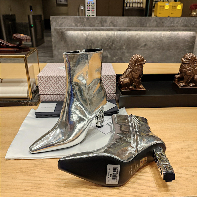 High Quality Luxury Givenchy G Heel Small Square Toe Short Boots product detail