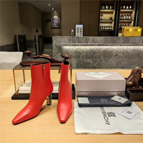 High Quality Luxury Givenchy G Heel Small Square Toe Short Boots – Style 83971