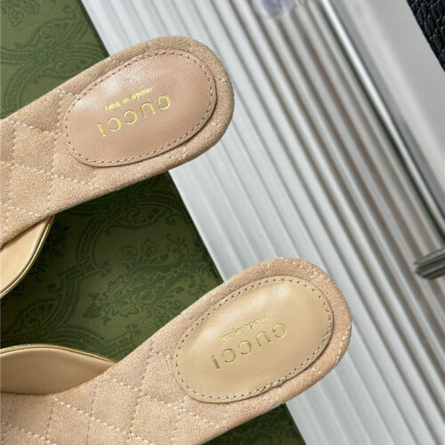 High Quality Luxury Gucci New Horsebit Toe Thick Heel Half Slippers product detail