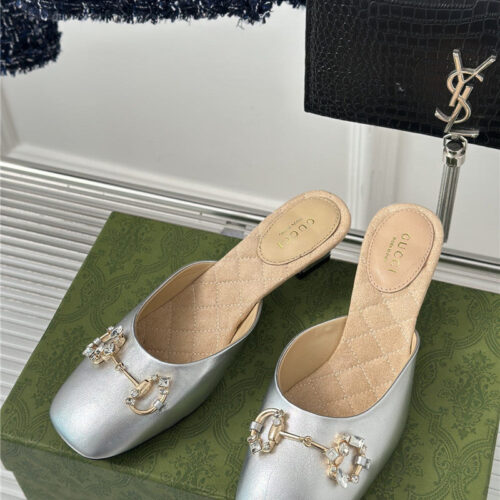 High Quality Luxury Gucci New Horsebit Toe Thick Heel Half Slippers – Style 05747 alternate view