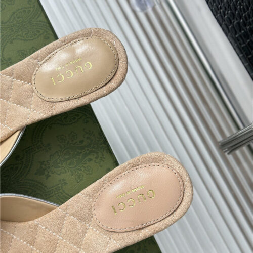 High Quality Luxury Gucci New Horsebit Toe Thick Heel Half Slippers – Style 05747 product detail