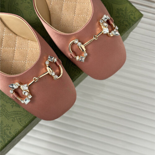 High Quality Luxury Gucci New Horsebit Toe Thick Heel Half Slippers – Style 71283 product detail