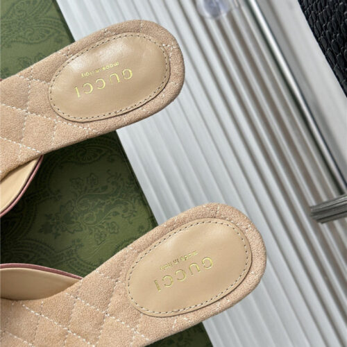 High Quality Luxury Gucci New Horsebit Toe Thick Heel Half Slippers – Style 71283 product detail