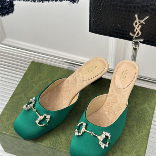 High Quality Luxury Gucci New Horsebit Toe Thick Heel Half Slippers – Style 04051 alternate view