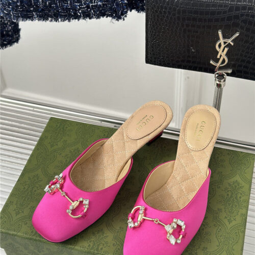 High Quality Luxury Gucci New Horsebit Toe Thick Heel Half Slippers – Style 69587 alternate view