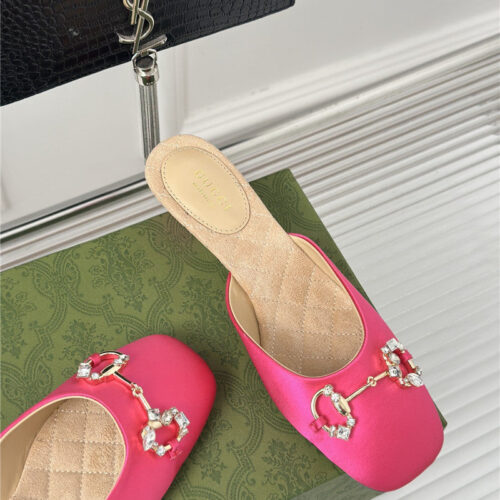High Quality Luxury Gucci New Horsebit Toe Thick Heel Half Slippers – Style 69587 product detail