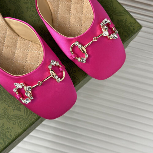 High Quality Luxury Gucci New Horsebit Toe Thick Heel Half Slippers – Style 69587 product detail