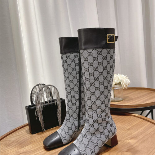 High Quality Luxury Gucci Side Buckle Boots