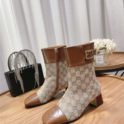 High Quality Luxury Gucci Side Buckle Ankle Boots – Style 65459