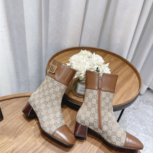 High Quality Luxury Gucci Side Buckle Ankle Boots – Style 65459 product detail