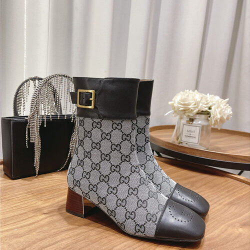 High Quality Luxury Gucci Side Buckle Ankle Boots alternate view