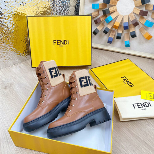 High Quality Luxury Fendi Fly Knit Stitching Fashionable Martin Boots – Style 39379 product detail