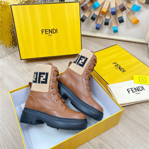 High Quality Luxury Fendi Fly Knit Stitching Fashionable Martin Boots – Style 39379 alternate view