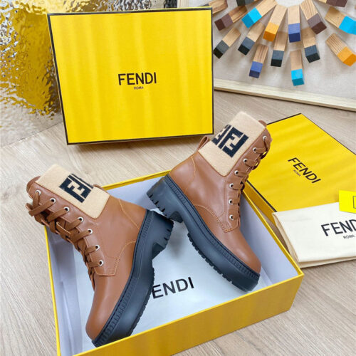 High Quality Luxury Fendi Fly Knit Stitching Fashionable Martin Boots – Style 39379 product detail