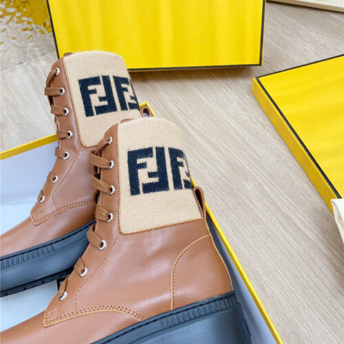 High Quality Luxury Fendi Fly Knit Stitching Fashionable Martin Boots – Style 39379 product detail