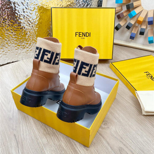 High Quality Luxury Fendi Fly Knit Stitching Fashionable Martin Boots – Style 39379 product detail