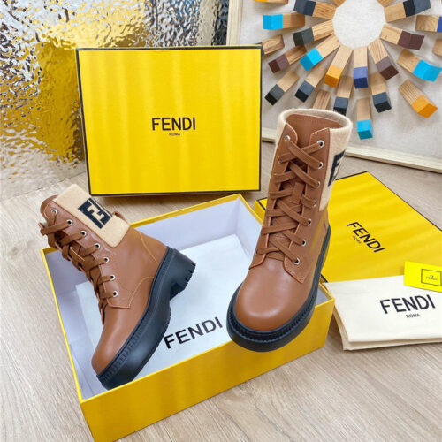 High Quality Luxury Fendi Fly Knit Stitching Fashionable Martin Boots – Style 39379 product detail
