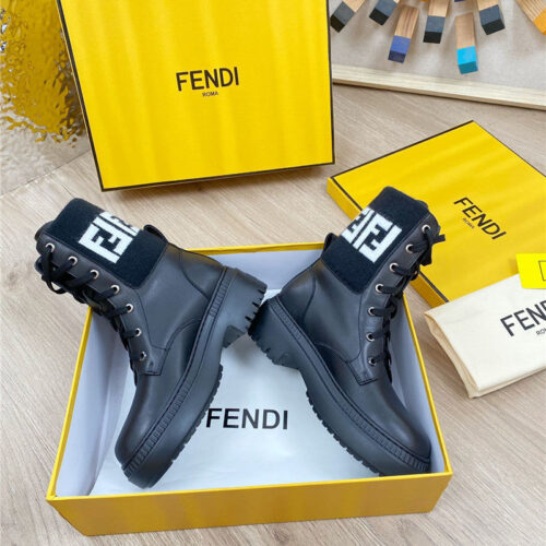 High Quality Luxury Fendi Fly Knit Stitching Fashionable Martin Boots – Style 60275 product detail