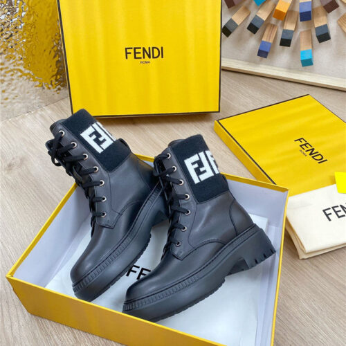 High Quality Luxury Fendi Fly Knit Stitching Fashionable Martin Boots – Style 60275 product detail