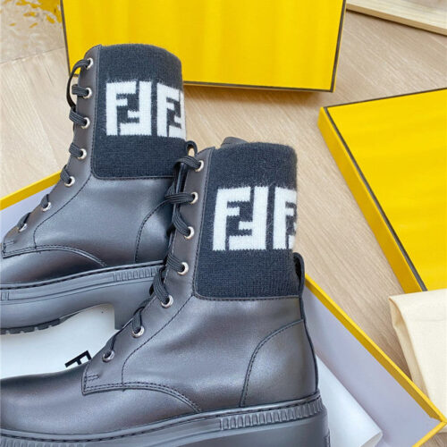 High Quality Luxury Fendi Fly Knit Stitching Fashionable Martin Boots – Style 60275 product detail