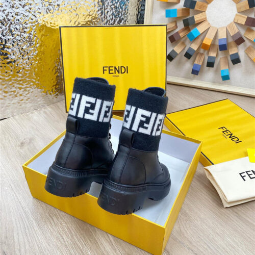 High Quality Luxury Fendi Fly Knit Stitching Fashionable Martin Boots – Style 60275 product detail
