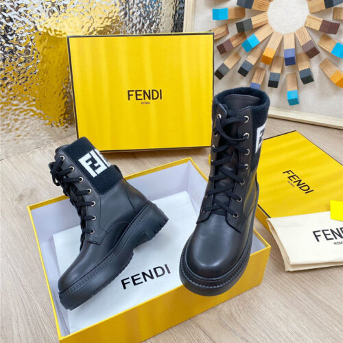 High Quality Luxury Fendi Fly Knit Stitching Fashionable Martin Boots – Style 60275 product detail