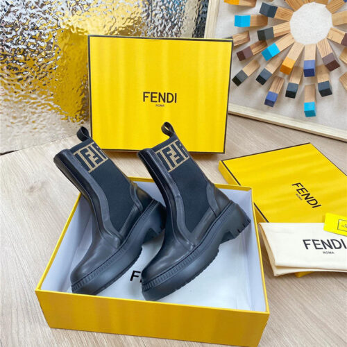 High Quality Luxury Fendi Fly Knit Stitching Fashionable Martin Boots – Style 51795 product detail