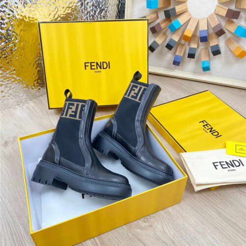 High Quality Luxury Fendi Fly Knit Stitching Fashionable Martin Boots – Style 51795 alternate view