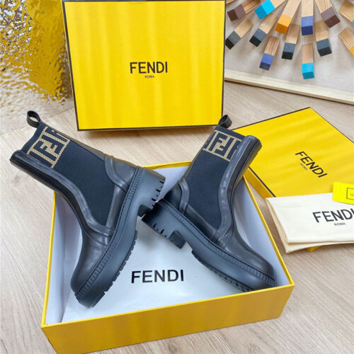 High Quality Luxury Fendi Fly Knit Stitching Fashionable Martin Boots – Style 51795 product detail