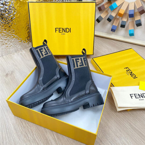 High Quality Luxury Fendi Fly Knit Stitching Fashionable Martin Boots – Style 51795 product detail