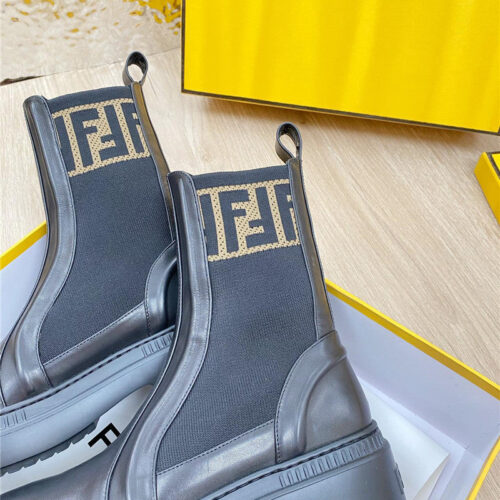 High Quality Luxury Fendi Fly Knit Stitching Fashionable Martin Boots – Style 51795 product detail