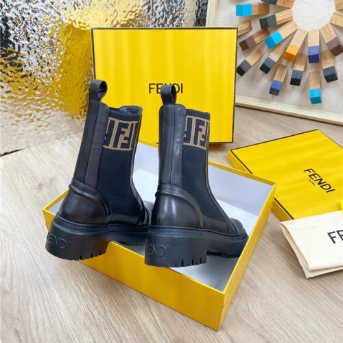 High Quality Luxury Fendi Fly Knit Stitching Fashionable Martin Boots – Style 51795 product detail