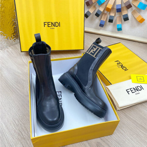 High Quality Luxury Fendi Fly Knit Stitching Fashionable Martin Boots – Style 51795