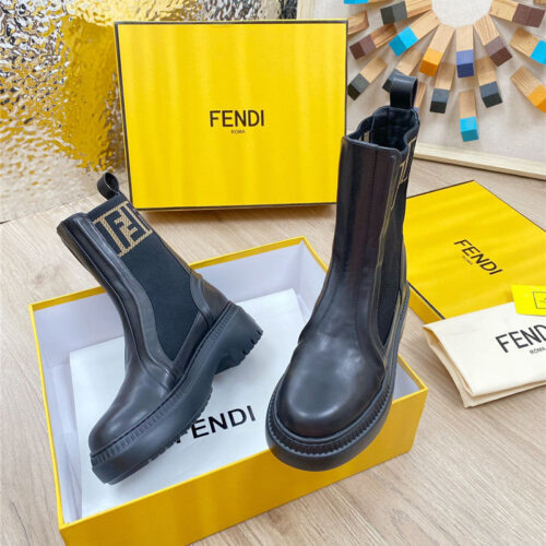 High Quality Luxury Fendi Fly Knit Stitching Fashionable Martin Boots – Style 51795 product detail