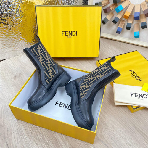 High Quality Luxury Fendi Fly Knit Stitching Fashionable Martin Boots – Style 43315 product detail