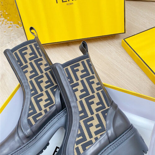 High Quality Luxury Fendi Fly Knit Stitching Fashionable Martin Boots product detail