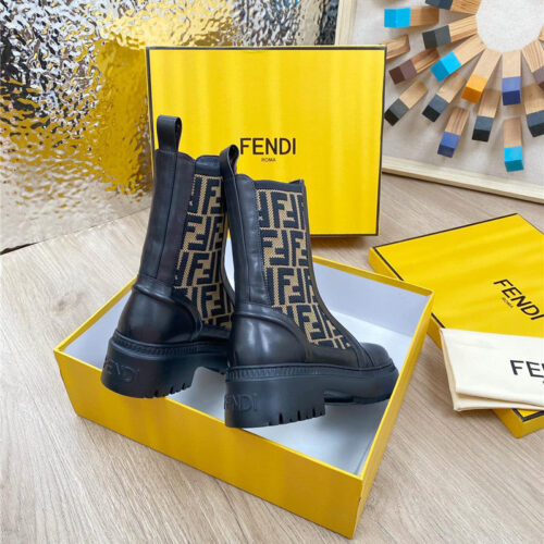 High Quality Luxury Fendi Fly Knit Stitching Fashionable Martin Boots – Style 43315 product detail