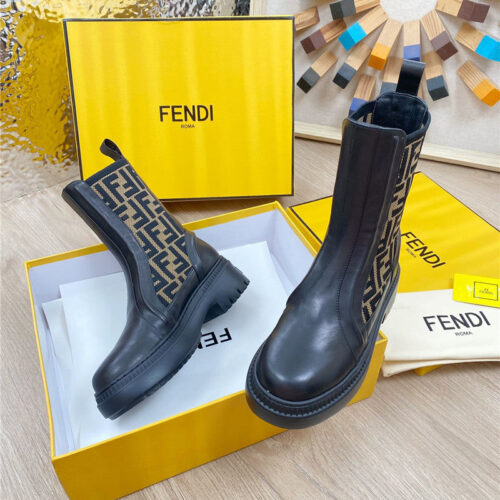 High Quality Luxury Fendi Fly Knit Stitching Fashionable Martin Boots – Style 43315 product detail
