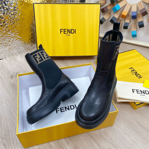 High Quality Luxury Fendi Fly Knit Stitching Fashionable Martin Boots product detail