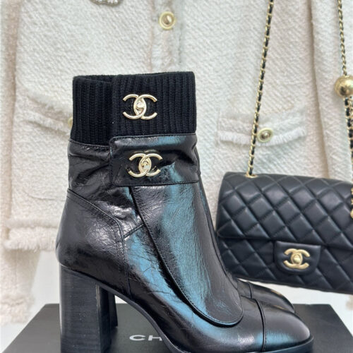High Quality Luxury Chanel Bag Buckle Knitted Woolen Short Boots – Style 79974 product detail