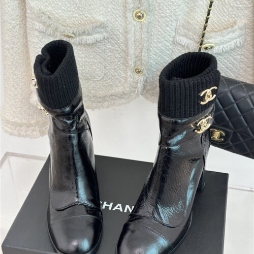 High Quality Luxury Chanel Bag Buckle Knitted Woolen Short Boots – Style 79974 product detail