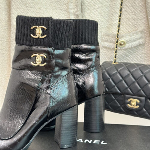 High Quality Luxury Chanel Bag Buckle Knitted Woolen Short Boots – Style 79974 product detail