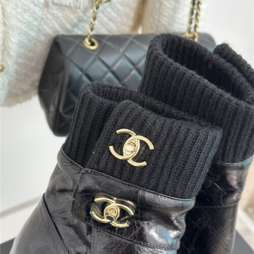 High Quality Luxury Chanel Bag Buckle Knitted Woolen Short Boots – Style 79974 product detail